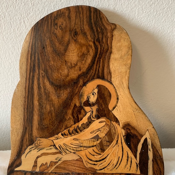Other - Vintage Parquetry Wood “Jesus Praying”Hand Crafted